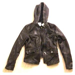 Free People black Small Vegan Leather jacket